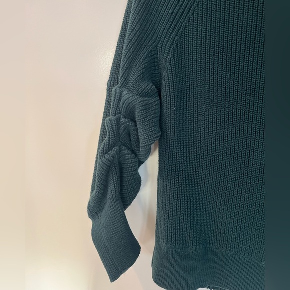 CAbi Cotton Cowl Neck Ruched Pullover Sweater Green S - Picture 5 of 11